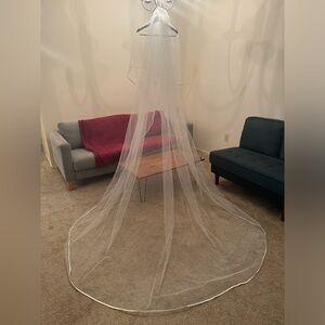 Swarovski Crystals Cathedral Veil with Blusher and Satin Edge